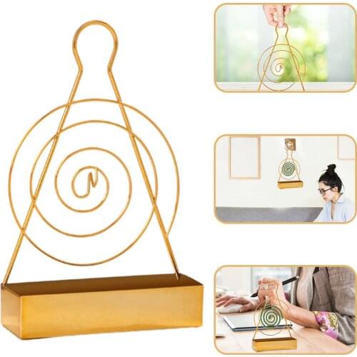 Golden Color Hanging Mosquito Coil Holder Iron Mosquito-Repellent Incense Holder Stand for Home Office Decoration