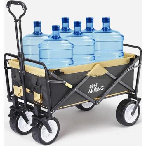 Outdoor Camping Camp Supermarket Grocery Shopping Trolley Small Pull Goods Trolley Folding Shopping Cart Push Portable Cart