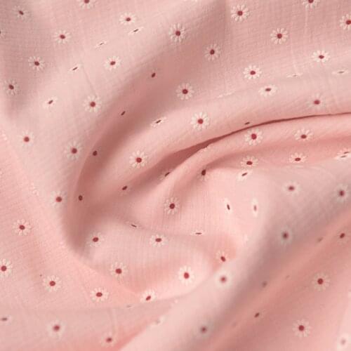 Half Meter Light Pink Bottom With Flower Print 100% Cotton Fabric For Upper Clothes Shirt Dress Garment Table Cloth Curtain 1094