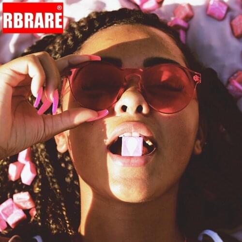 RBRARE Candy Color Transparent Sunglasses Women Vintage One-piece Sun Glasses Fashion Street Shopping Modis Oculos Feminino