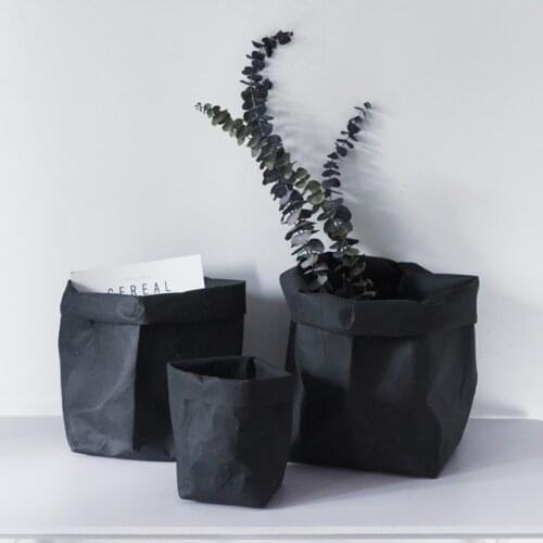 Nordic Kraft Paper Bags Creative Golden Black Washable Decoration Flower Pot Multi-function Sundries Cosmetic Brush Storage Bags
