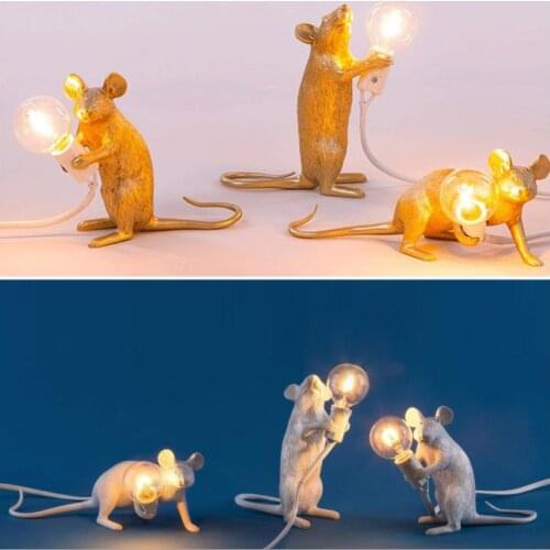 Modern Mouse Table Lamp LED 1.8M Cable 110V to 240V Mouse Desk Lamp E12 lighting Source Night Light For Kids' Room Decor Lamp