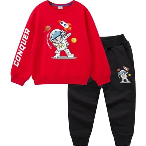 Spring Autumn New Fashion Boys Girls Sweatshirts and Sweatpants Letter Astronaut Print Tracksuit Winter Childrens Clothing Sets