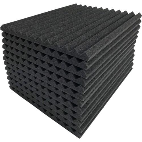 Quality 12 Pcs Black Acoustic Panels Soundproofing Foam Acoustic Tiles Studio Foam Sound Wedges 2.5 x 30 x 30cm