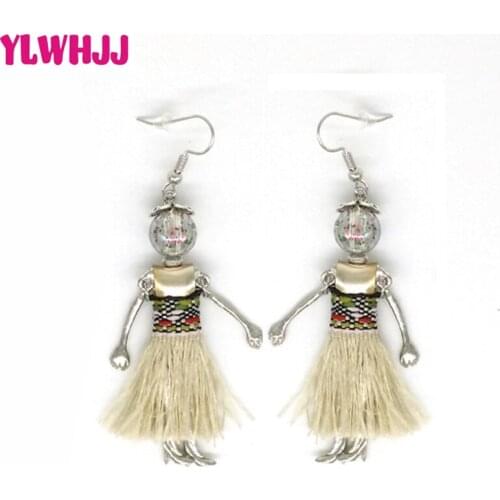 YLWHJJ brand new women cute doll tassel dangle earrings girl dress baby bohemia drop earrings alloy fashion statement jewelry