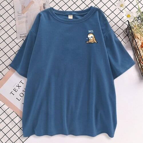 Cartoon Sloth Dozing Womens T Shirt 2021 Summer Harajuku Casual Tees Hip Hop Street T-Shirt Harajuku O-Neck Womens T Shirts