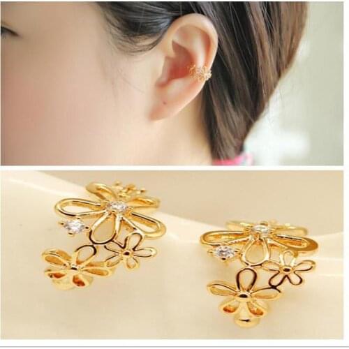 The New Fashion Gold Or Silver Ear Cut Corolla Crystal Clip Earrings Non Pierced Ear Cuff Women Wholesale (Only single price)
