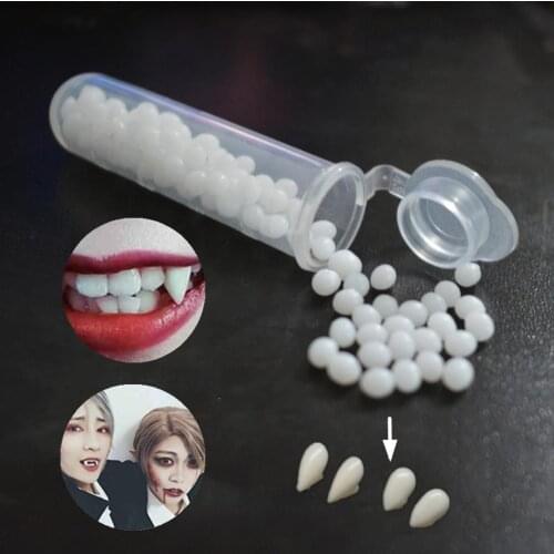 120PCs Vampire Teeth Fangs Dentures Props Halloween Costume Props False Teeth Solid Glue Denture Adhesive Party DIY Decorations