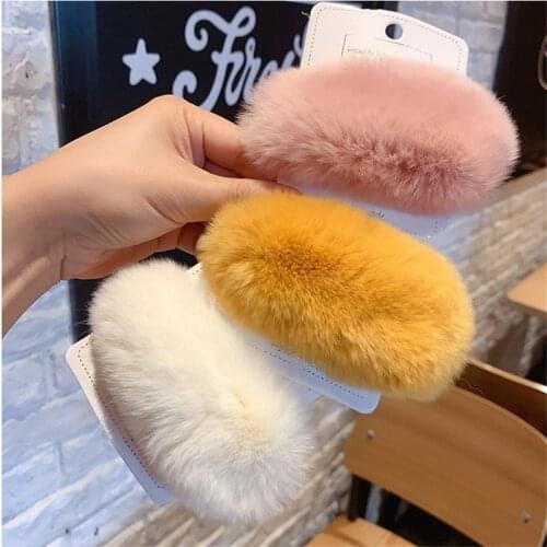 1Pcs Winter Plush Hairpins Candy Color Faux Fur Hair Clip Barrettes for Girls Fashion Kids Hair Accessories Headwear