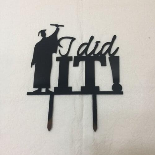 20pcs mirror black i did it custom graduation acrylic cake topper