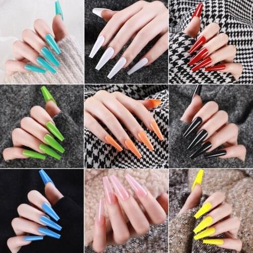 24Pcs False Nail Tips Ballerina Fake Nails Full Coverage Long Ballet Nail Art Manicure French Tools