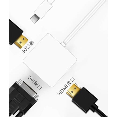 3 In 1 mini Displayport DP to DVI HDMI DP Cable Adapter Display port Male to Female for Mac Macbook Pro Air