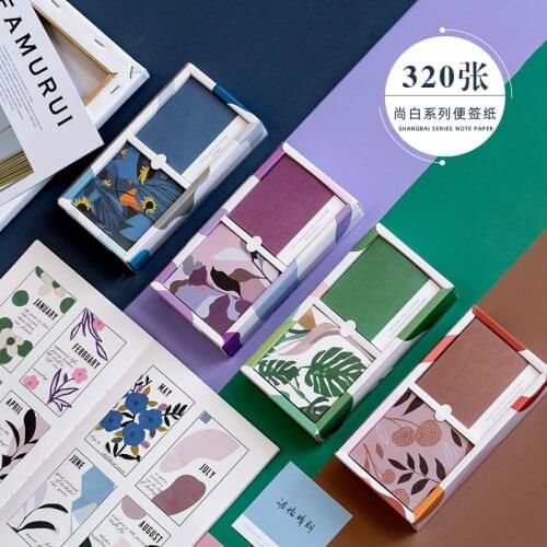 320sheets Natural Color Memo Pad Multifunctional Label Note Pad Kraft Paper Stationery Scrapbooking Notepad Colorful Writing Pad
