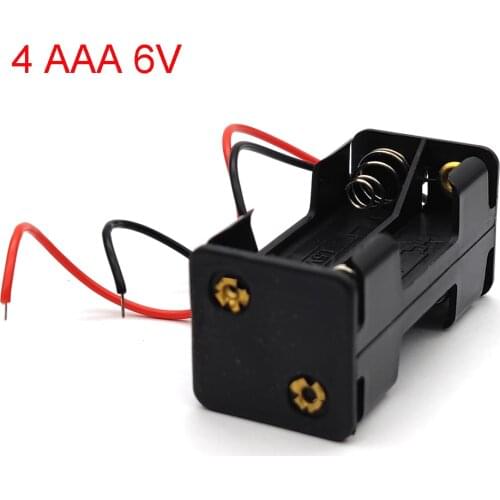 4 AAA 6V Battery Holder Case Double Side Spring Battery Holder with Wire Lead Back By Back Plastic Battery Box AAA