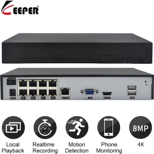 4K 8CH POE NVR Security IP Camera Video Recorder Surveillance CCTV System for 8MP POE IP Camera P2P ONVIF