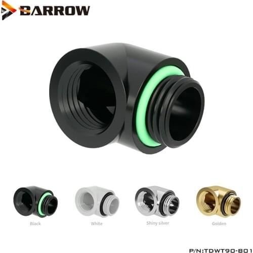 Barrow Brass G1/4 90 Degree Fittings Elbow , Water Cooling Adaptor, Watercooling Build Fittings Black White Silver TDWT90-B01