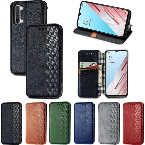Reno 3 Case Flip Leather Wallet Case For OPPO Reno3 Soft TPU Back Case Magnetic Suction Mobile Phone Bag