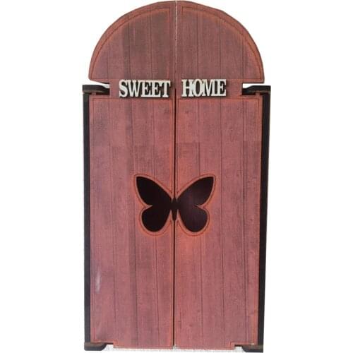 Wooden Key Holder Wall Mount 3 Hanger Hook Creative Home Decoration Gift Organization Light Brown With Butterfly Hole