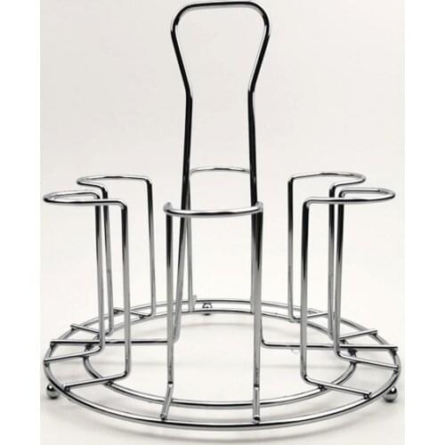 Cup Holder with 6 Fixators Smooth Silver Glass Protective Rack for Home Cup Holder Glass Protective Rack Cup Holder Glass Rack