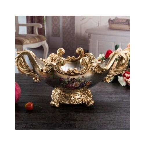 European Classical Fruit Plate Tray Dried Fruit Snacks Basket Court Style Resin Craftwork Storage Display Home Decoration