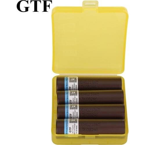 GTF 4pcs HG2 18650 3.7V Battery 3000mah Rechargeable battery For electronic product 30A discharge +1pc 18650 Battery Box