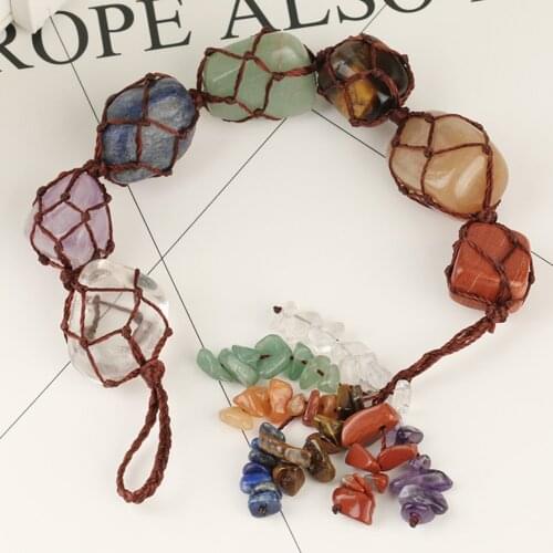 Seven Chakra Stone Hanging Ornament Yoga Chakra Irregular Reiki Healing Crystals Stone Polished Individual Stones Comfortable