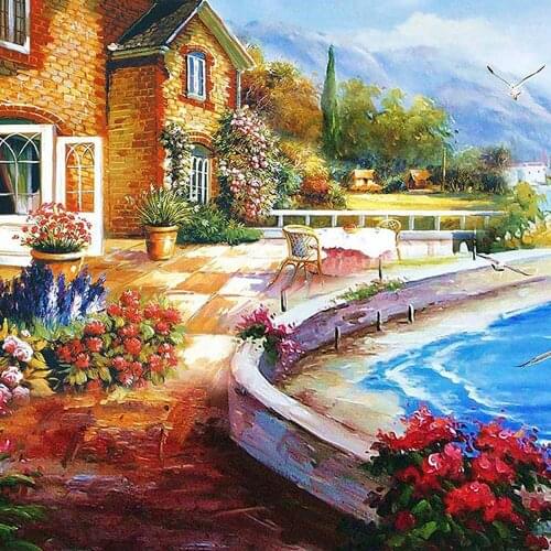 DIY Diamond Painting LANDSCOPE Full Drill Round Diamond Embroidery Picture Rhinestone Diamond Mosaic Cartoon Home Decor