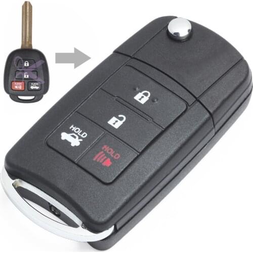 KEYECU New Flip Remote Key Shell Case Fob 4 Button for Toyota Camry 2012 2013+Uncut TOY43 Blade