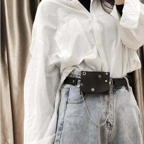 Women Waist Bag Leather Female Belt Chain Bags Fashion Fanny Pack Waist Belt Bag Female Hip Belt Bum Pouch cool belt