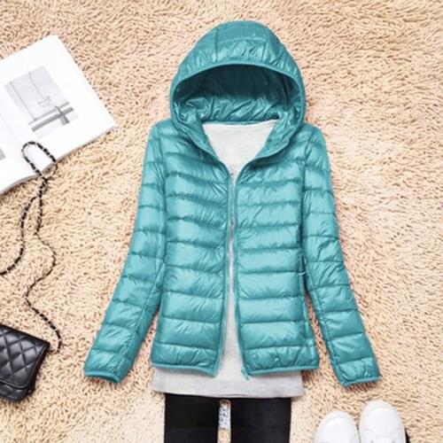 Large size M-4XL Winter Women Ultralight Thin Down Jacket White Duck Down Hooded Jackets Long Sleeve Warm Coat Female Outwear