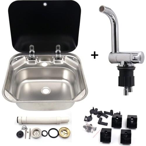 Square Round Rv Sink Camper Sink With Cover For Motorhomes Travel Trailers Campers Kitchen Modification Accessories 304 Steel