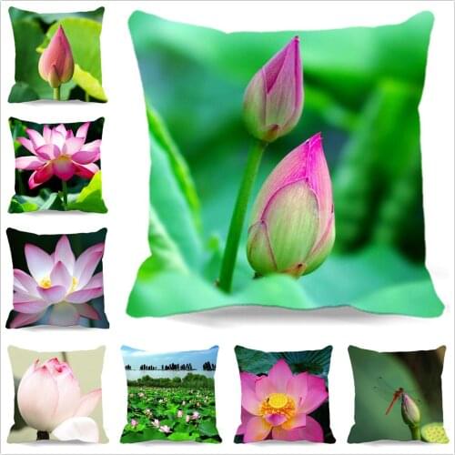 Square Throw Pillows Cases kids Gift Polyester Cotton Beautiful Lotus Custom Cushion Covers Color Dachshund Pillows Covers