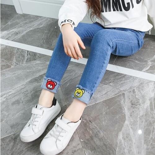 Girls leggings new 2020 autumn kids jeans gradient ultra girls elastic skinny children pencil pants for 5 to 16 years trousers