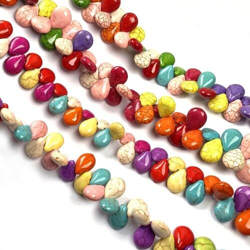Hot Colorful Synthetic Turquoises Beads Drop-shaped Loose Isolation Beads for Jewelry Making Necklace DIY Bracelet Accessories