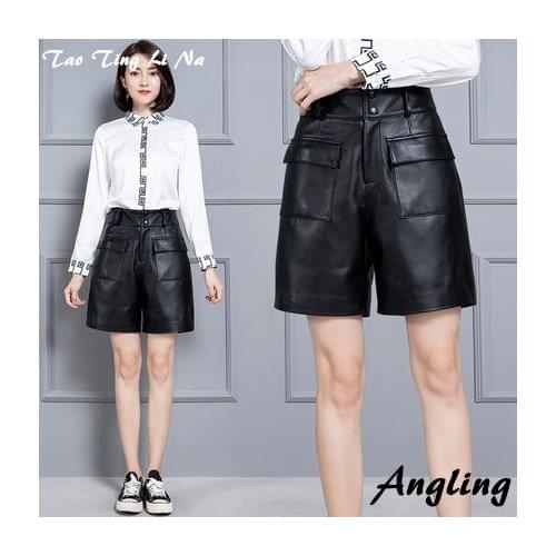 Top brand Women New 2020 Real Genuine Sheep Leather Shorts KS70 high quality