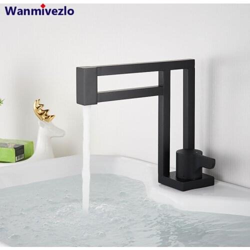 Matte Black Basin Faucets Hot Cold Water Mixer Tap Single Handle Mixer Tap Faucet Brushed Gold Bathroom Water Crane Tap