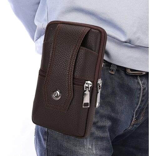Mini Bags for Men 2021 Wallets Cion Pouch Bag Purses New Soft PU Leather Wearing belt mobile Phone bag