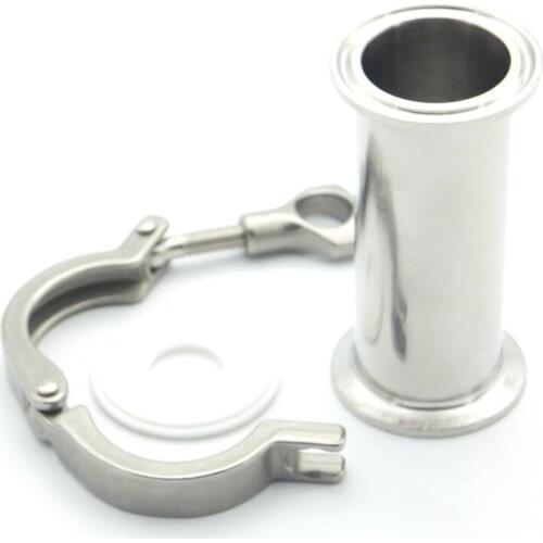 Sanitary Pipe Fitting Set 1.5" 38mm OD Sanitary Spool Tube 50.5mm Ferrule +PTFE Gasket +Tri Clamp Length 4" 102mm