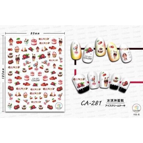 CA280- 288 Fruit ice cream chocolate nail art sticker