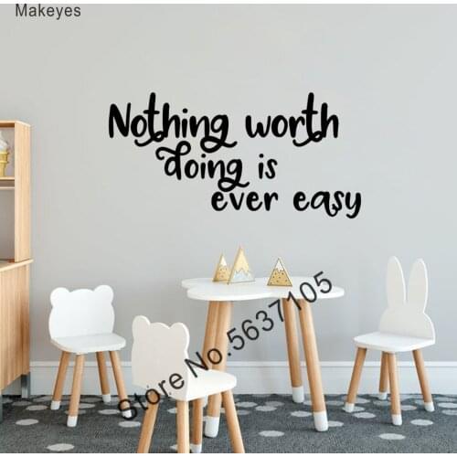 Makeyes Nothing Worth Words Wall Sticker Quote Wall Decals Vinyl Design Nothing Worth Doing Easy Wall Decor Home Room Decor Q186
