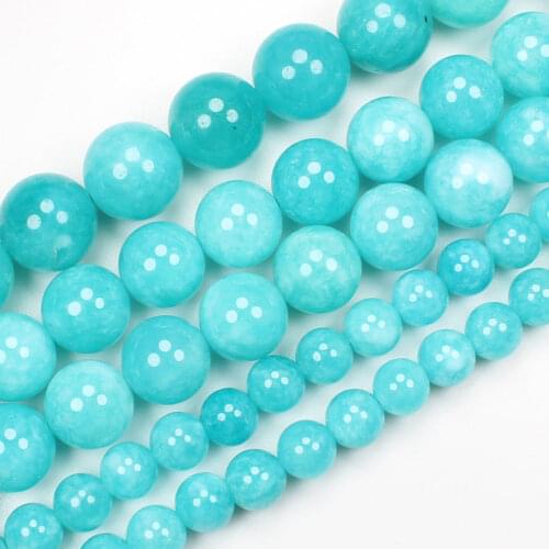 Natural Blue Amazonite Jades 6-14mm Round Beads 15inch,For DIY Jewelry Making ! We provide mixed wholesale for all items