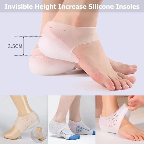 Invisible Height Increase Insoles Women Men Heel Pads Silicone Gel Lift Insole Massage Pain Relieve Pads Foot Skin Care Tool