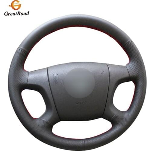 Hand-stitched BlackGenuine leather Car Steering Wheel Cover for Skoda Fabia 2005-2009 Octavia 2004-2009 Roomster 2006