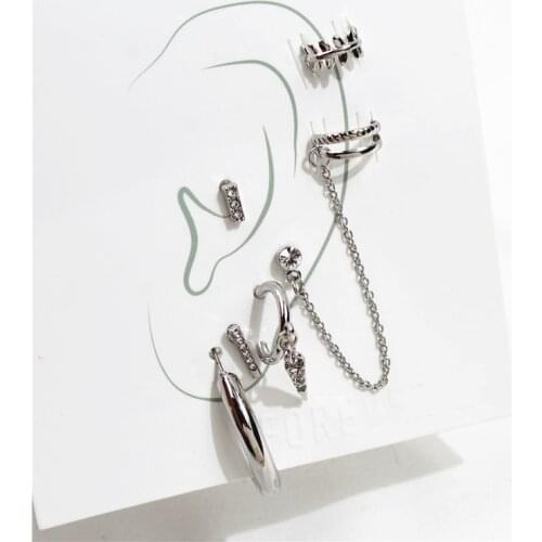 Fashion 6PCS/SET Mixed Ear Post Cuff Clip On Earrings Fake Cartilage Earring for Women Clip Earrings No Pierced Ear C Shape