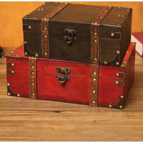 Vintage Large Capacity Wooden Jewelry Storage Box Decorative Treasure Lockable Necklace Earring Ring Storage Box Women Gifts