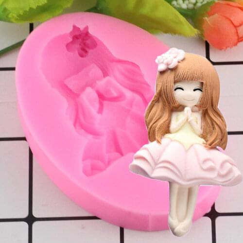 Lovey Girl Silicone Fondant Resin Aroma Stone Ornaments Soap Mold For Pastry Cup Cake Decorating Kitchen Tool