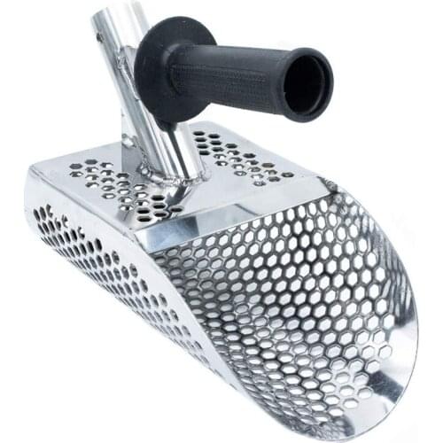 Sand Scoop for Metal Detecting, Stainless Steel with Hexahedron 7Mm Holes for Beach Treasure Hunting Plastic Handle