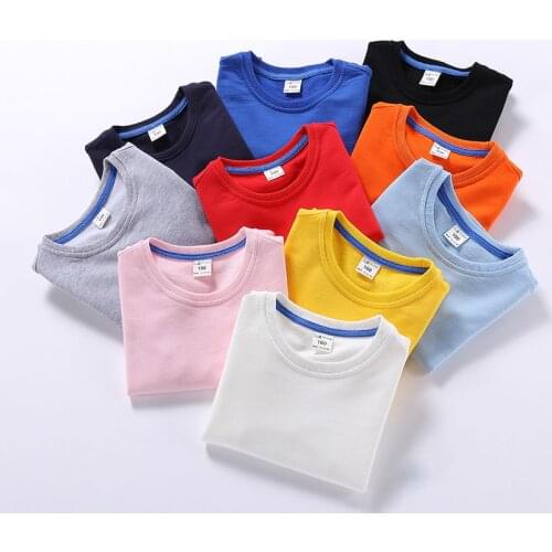 Childrens Pure Color Sweater Children Long-Sleeved Sweater Babys Cotton Shirt Childrens New round Neck Bottoming Shirt