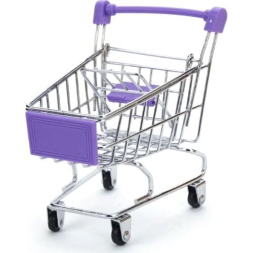 C5AC Mini Supermarket Hand Trolley Shopping Utility Cart Storage Basket Pretend Kids Toy 10 Colors