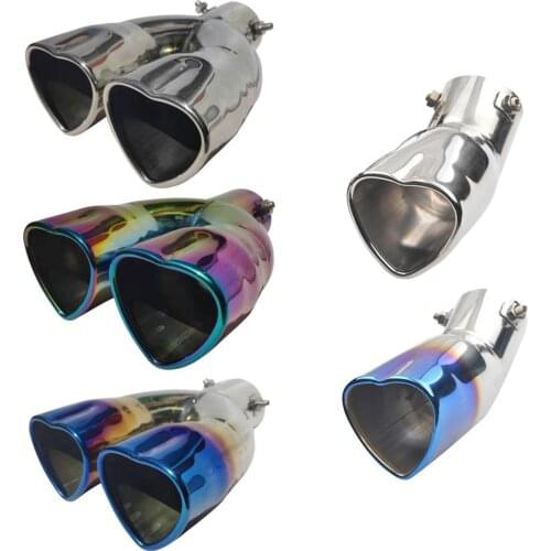 Universal Car Exhaust Pipe Silencer Heart-Shaped Pipe Cover Corrosion Resistance Stainless Steel Pipe Chrome Exhaust Tail